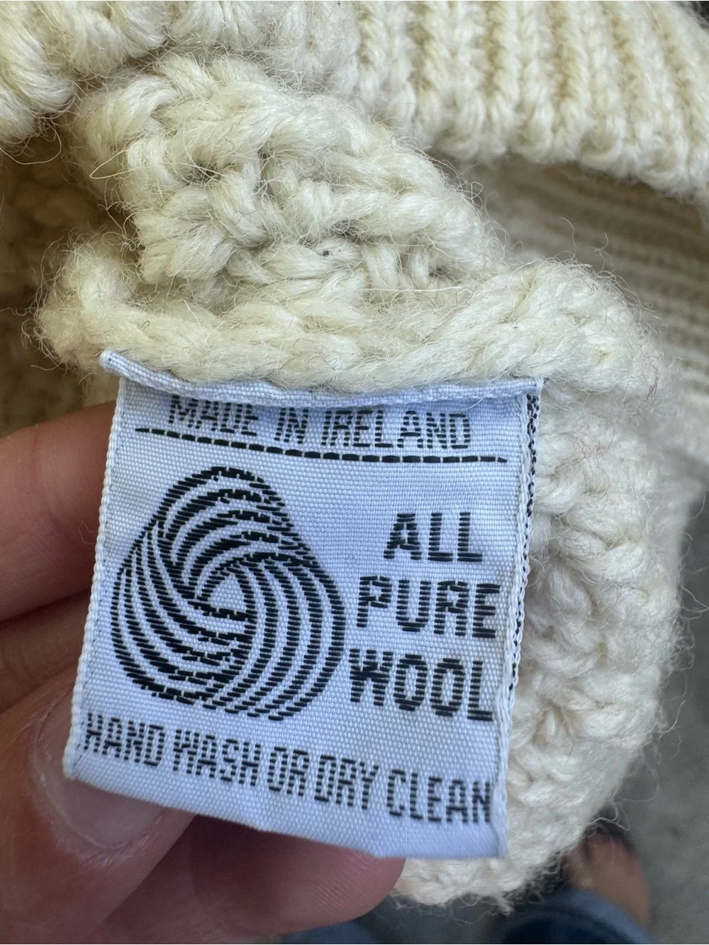Vintage L.L.Bean Made in Ireland 100% Wool Aran Fisherman Sweater